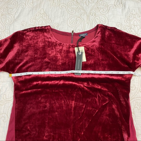NEW Lucky Brand red velvet short sleeve shirt - Picture 3 of 6